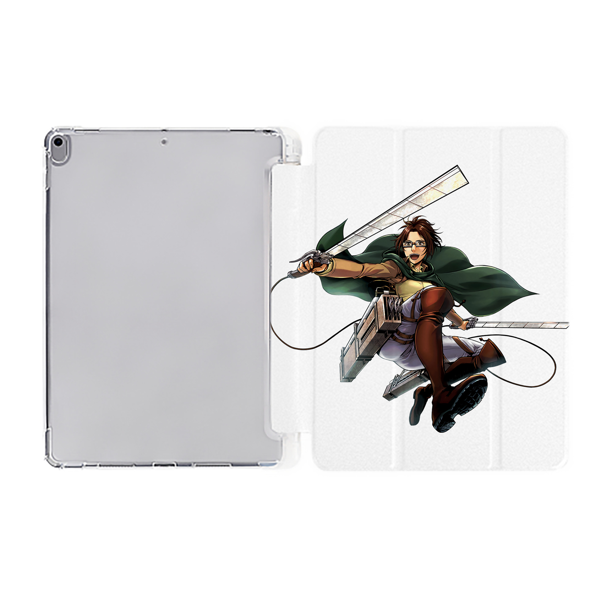 （画像用） 進撃の巨人 ハンジ·ゾエ Attack on Titan Hanji Zoe IPad ケース ペン収納付き 三つ折りスタンド PUレザー×シリコン 対応機種9.5/10.5/10.9インチ